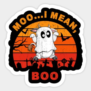 Ghost Cow Moo I Mean Boo Funny Halloween Cow Boo Sticker